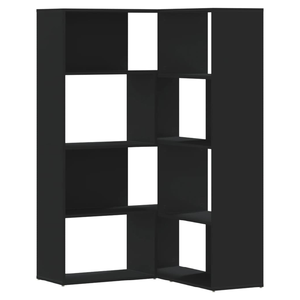 Galva Wooden Corner Bookcase With 8 Shelves In Black