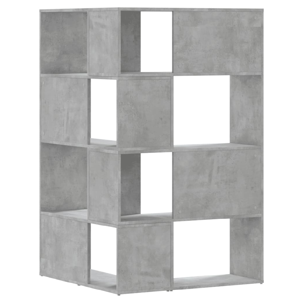 Galva Wooden Corner Bookcase With 8 Shelves In Concrete Grey