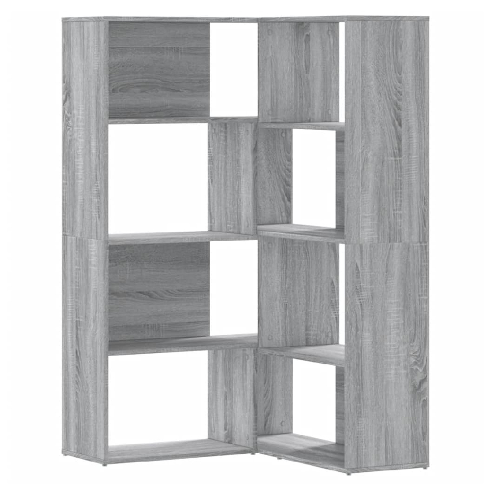 Galva Wooden Corner Bookcase With 8 Shelves In Grey Sonoma
