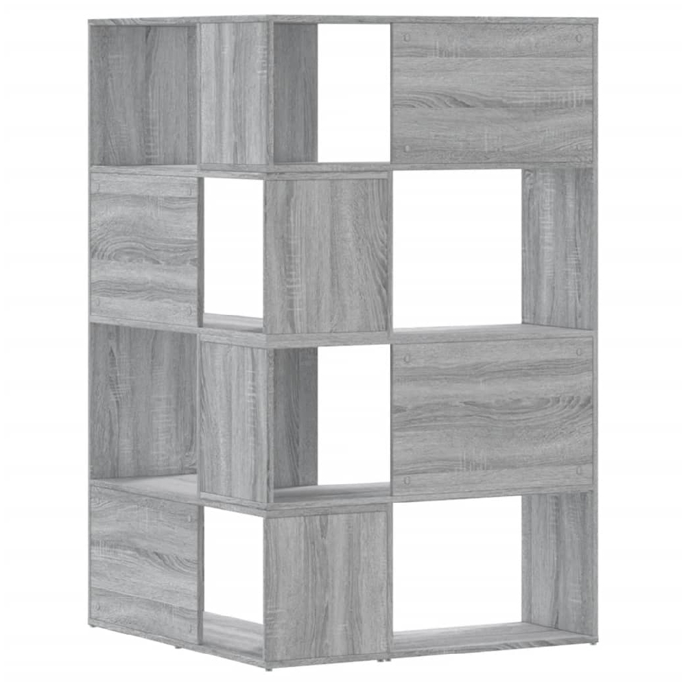 Galva Wooden Corner Bookcase With 8 Shelves In Grey Sonoma