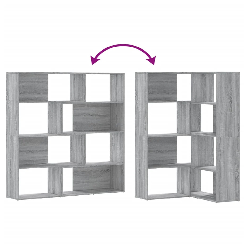 Galva Wooden Corner Bookcase With 8 Shelves In Grey Sonoma
