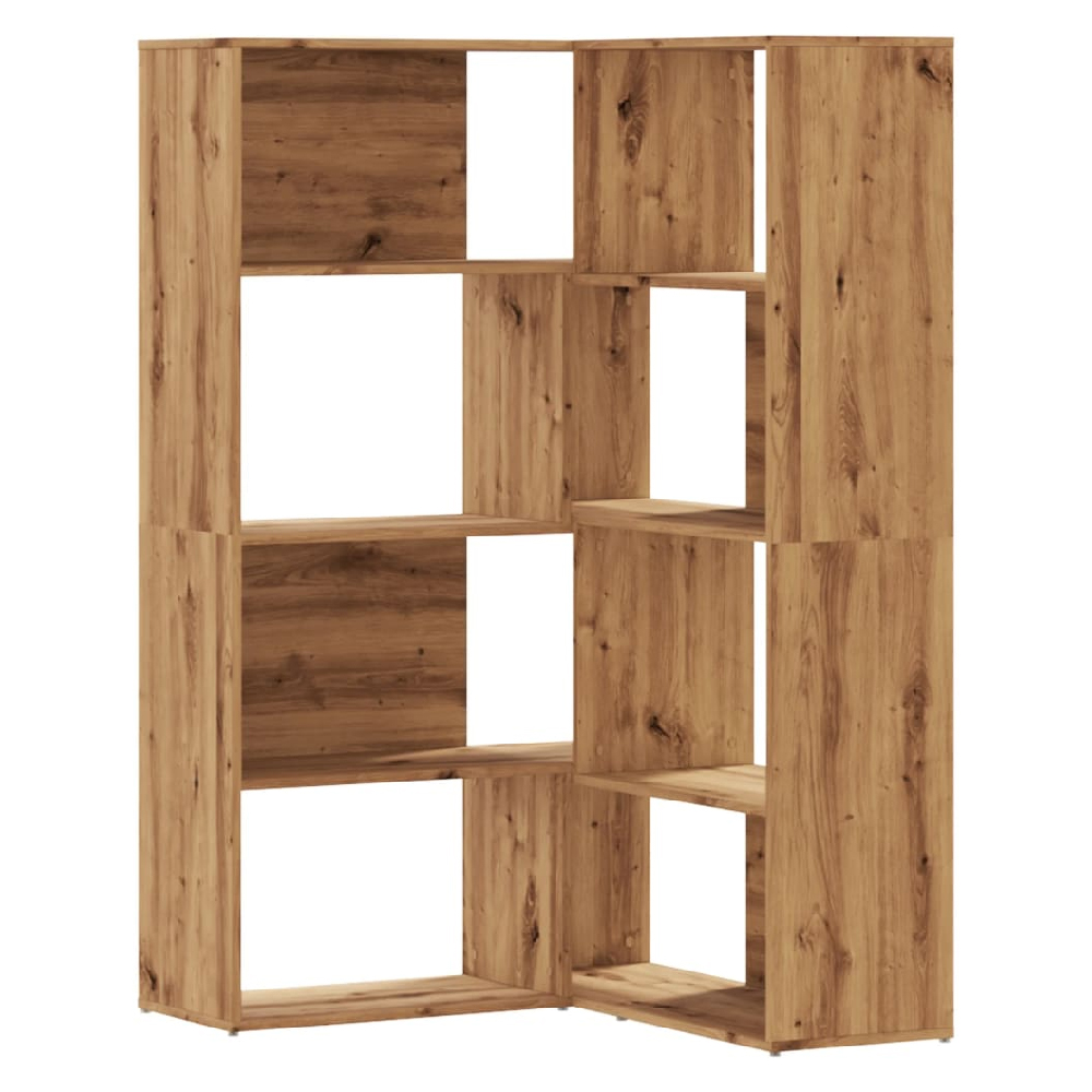 Galva Wooden Corner Bookcase With 8 Shelves In Oak