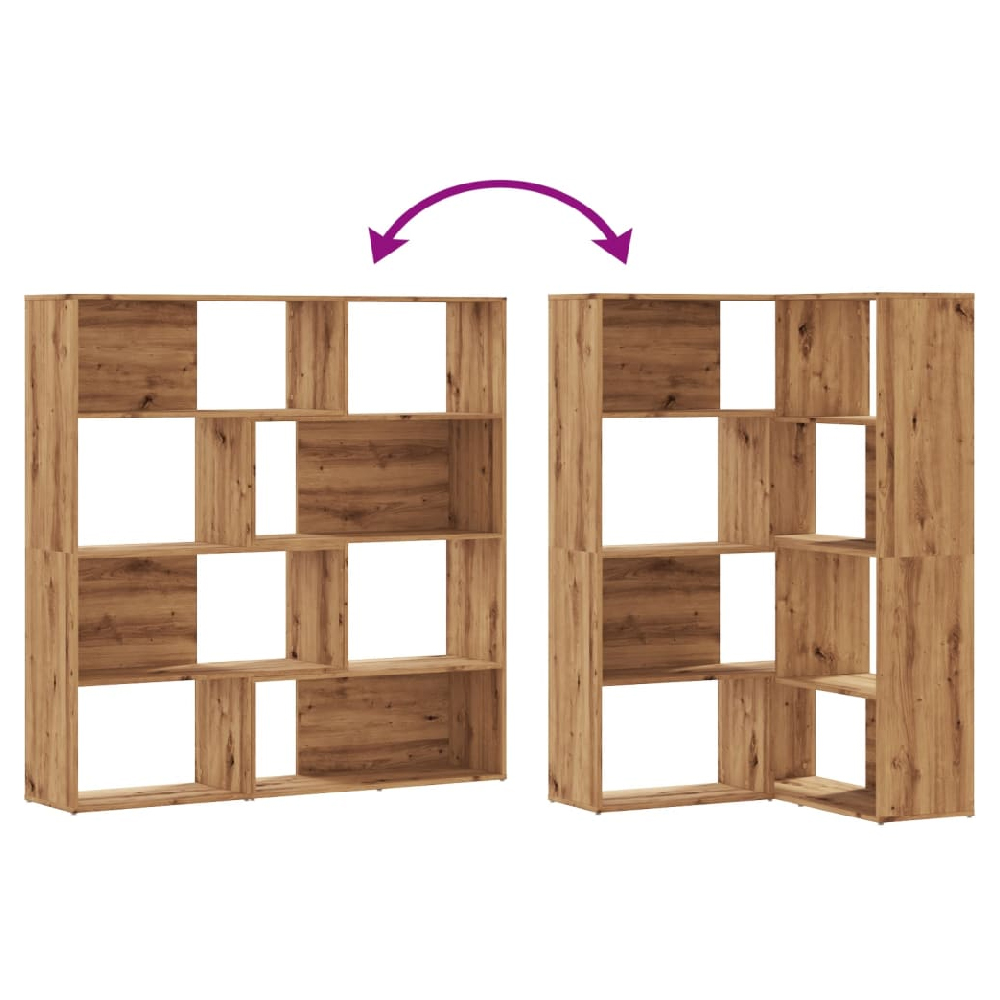 Galva Wooden Corner Bookcase With 8 Shelves In Oak