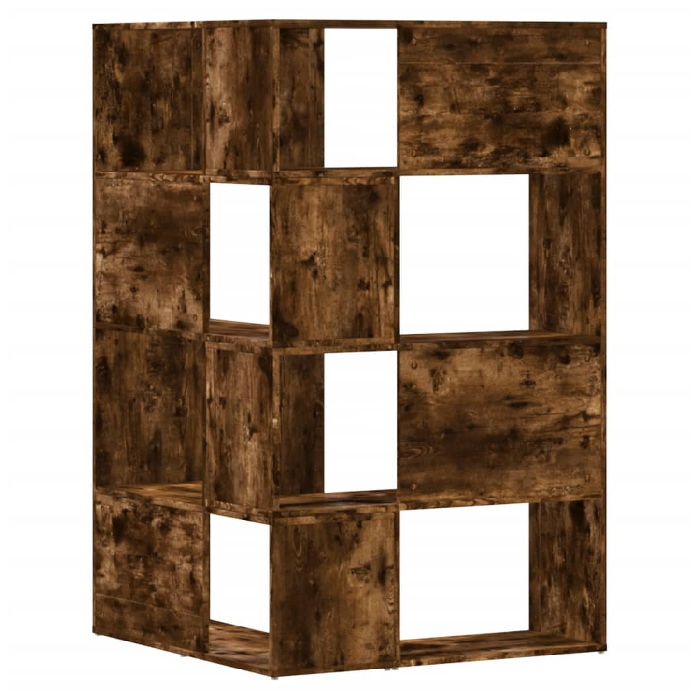 Galva Wooden Corner Bookcase With 8 Shelves In Smoked Oak