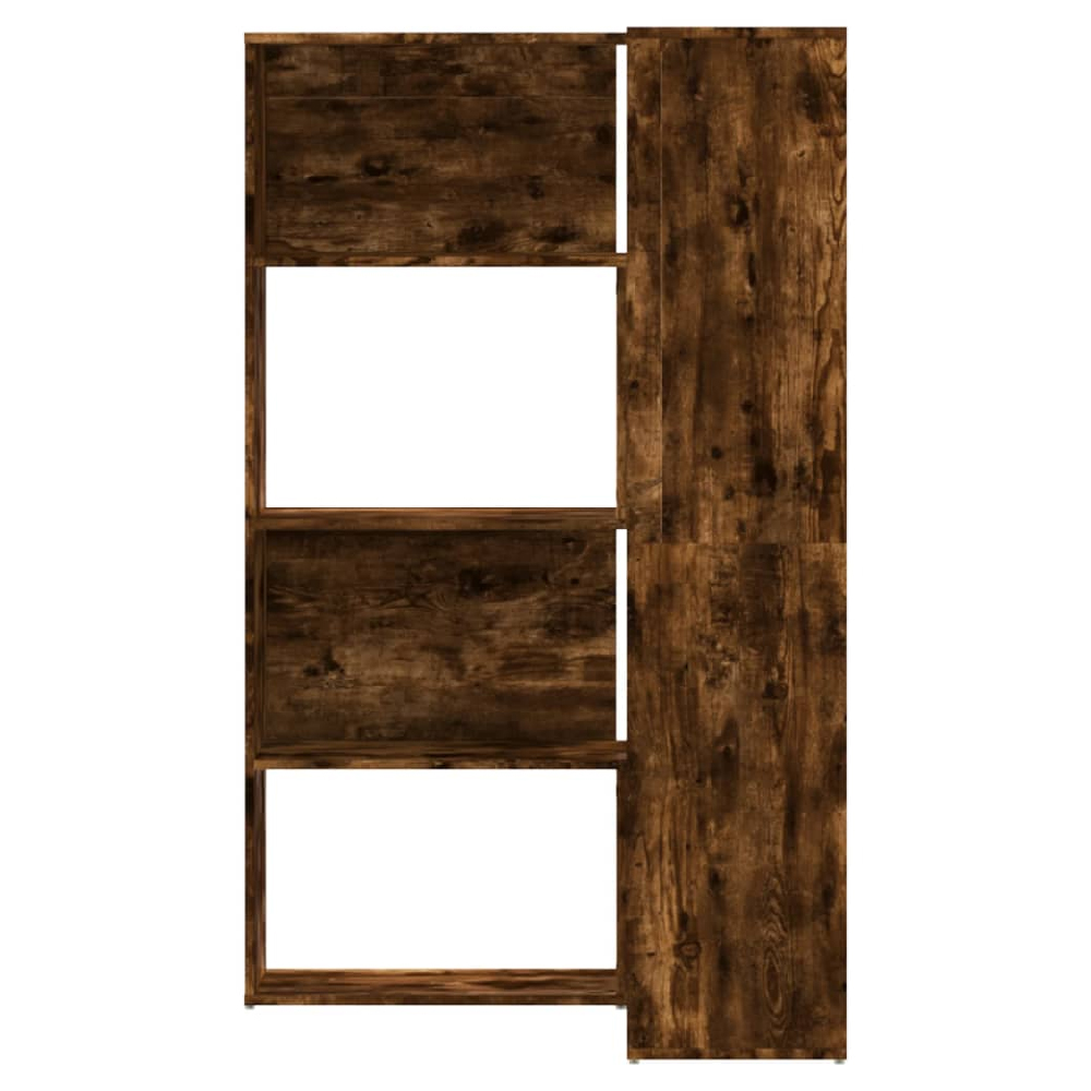 Galva Wooden Corner Bookcase With 8 Shelves In Smoked Oak