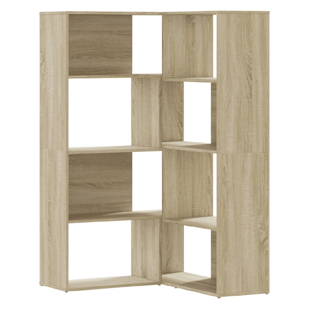 Galva Wooden Corner Bookcase With 8 Shelves In Sonoma Oak