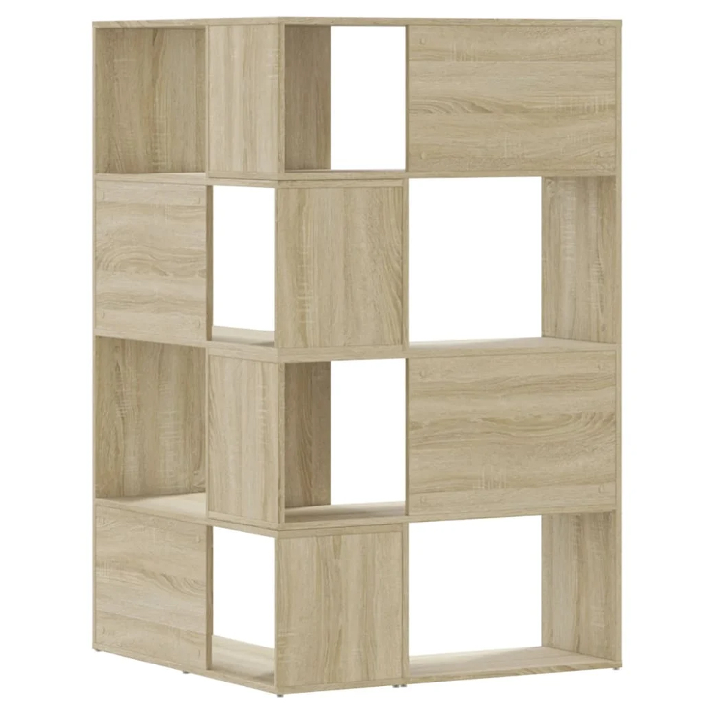 Galva Wooden Corner Bookcase With 8 Shelves In Sonoma Oak
