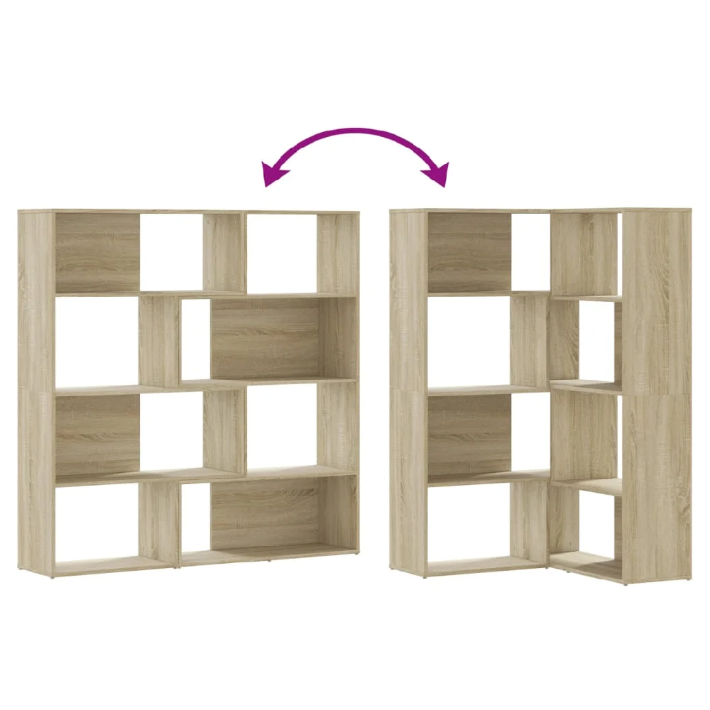 Galva Wooden Corner Bookcase With 8 Shelves In Sonoma Oak