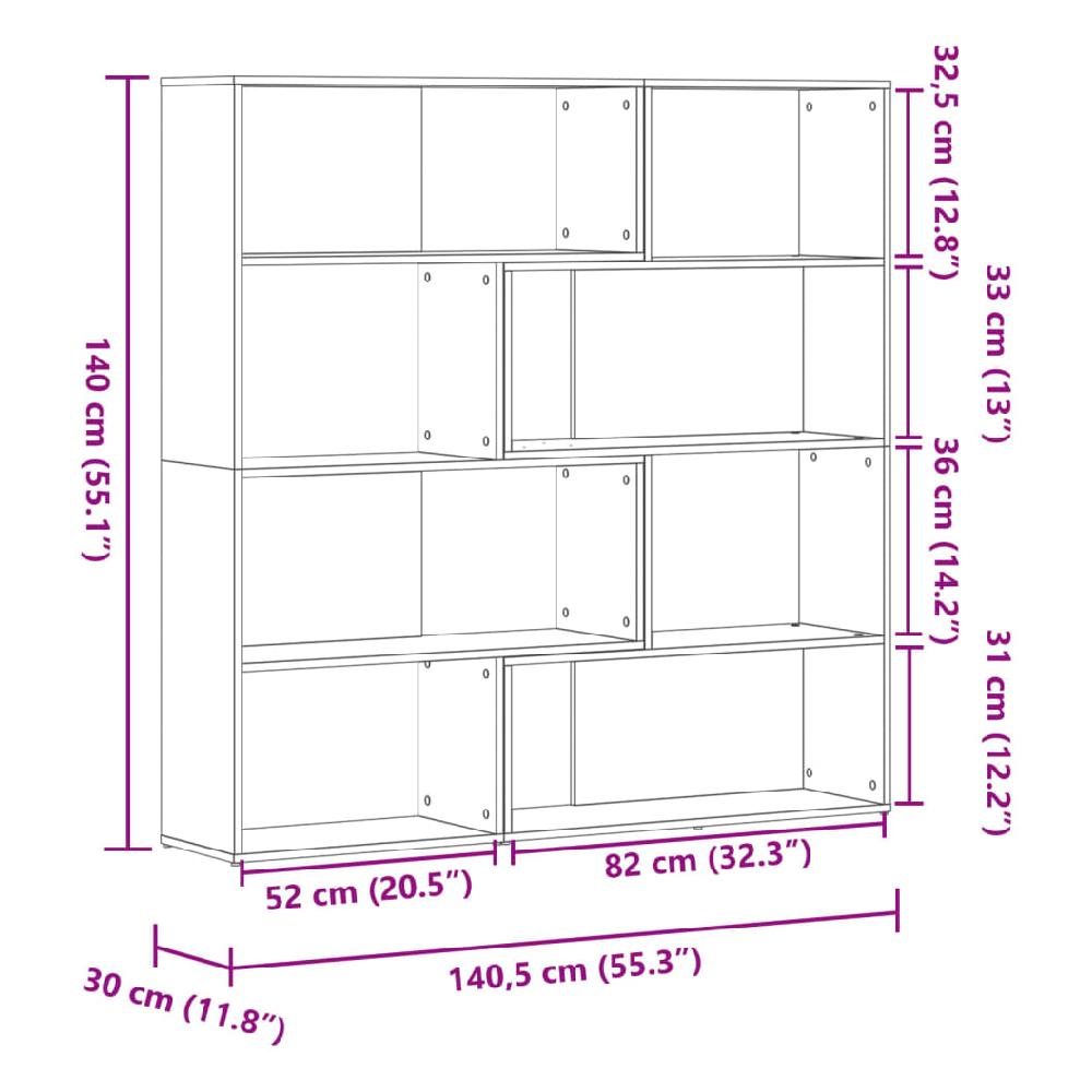 Galva Wooden Corner Bookcase With 8 Shelves In Sonoma Oak