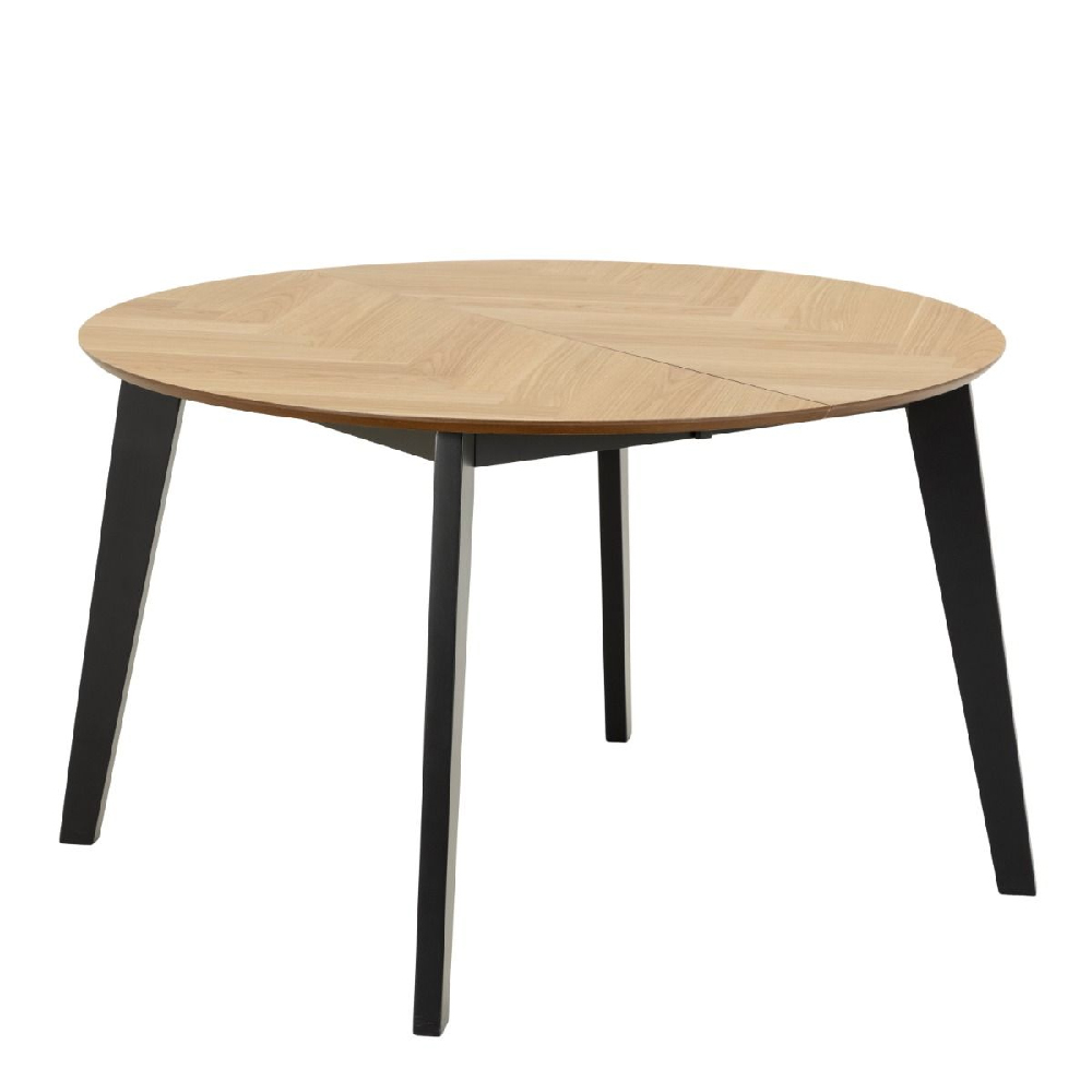Galva Wooden Extending Dining Table Round In Oak And Black