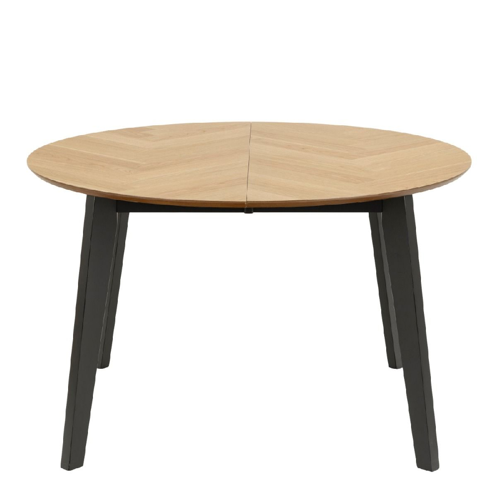 Galva Wooden Extending Dining Table Round In Oak And Black