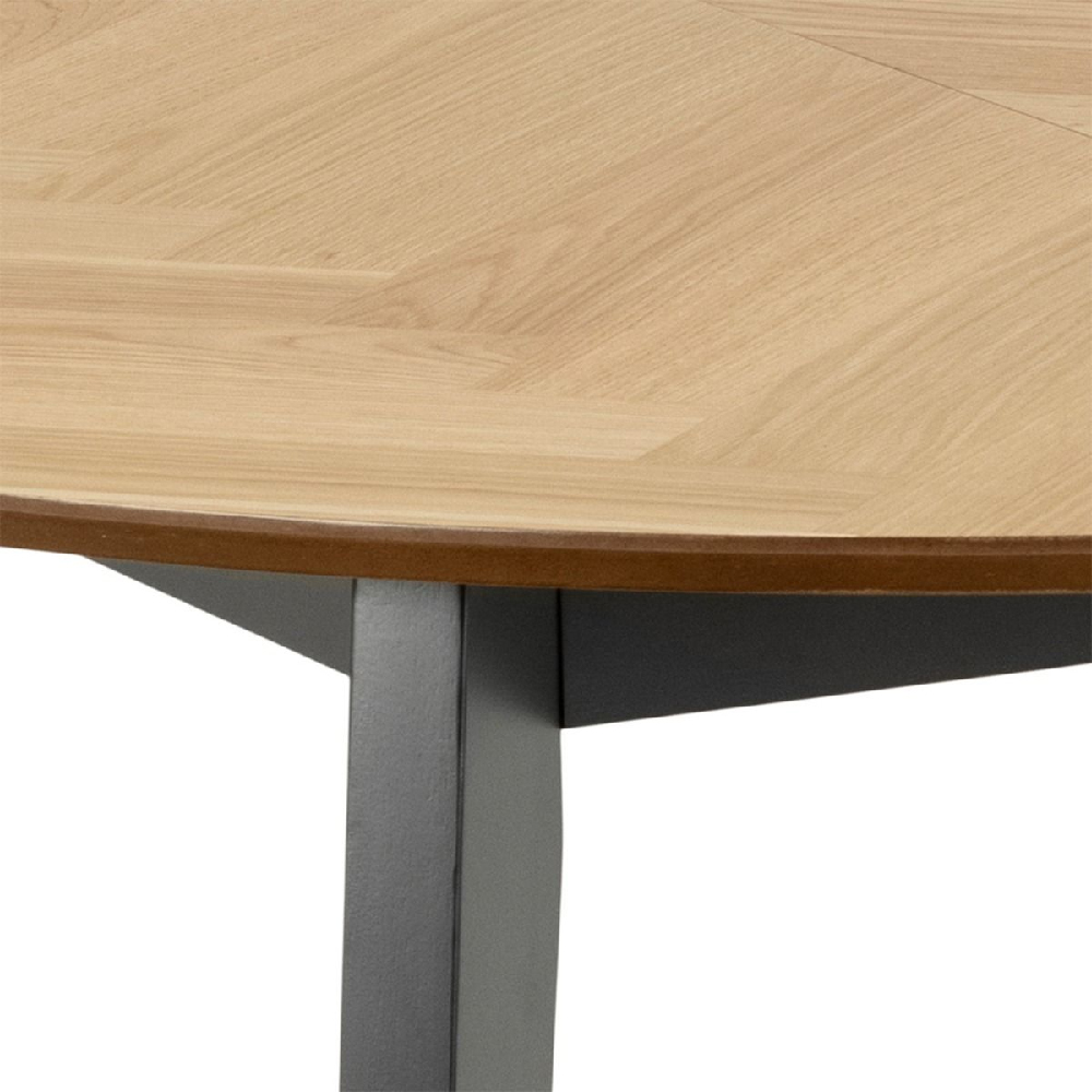 Galva Wooden Extending Dining Table Round In Oak And Black