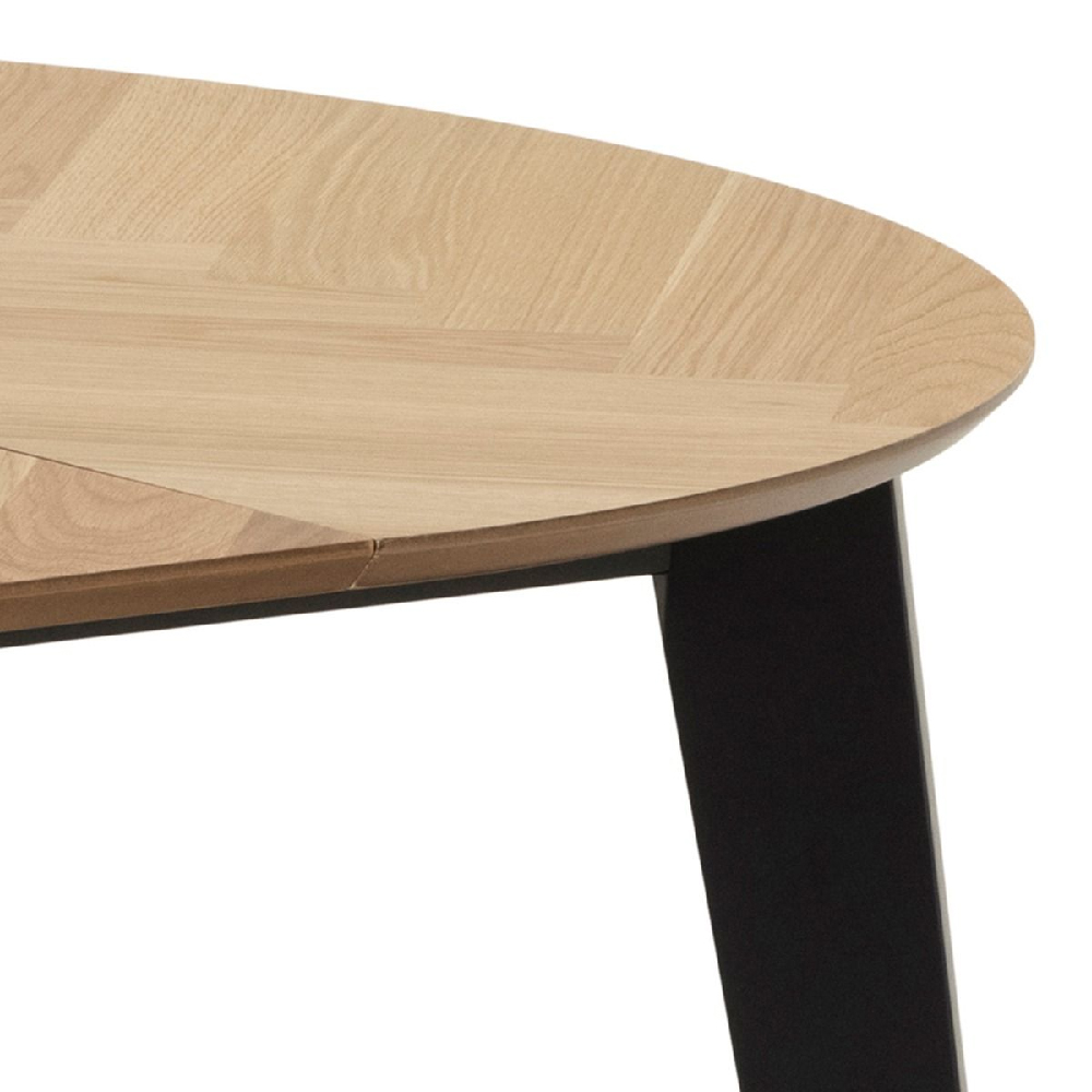 Galva Wooden Extending Dining Table Round In Oak And Black