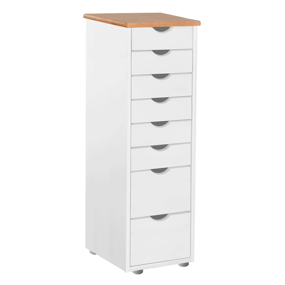Galvani Wooden Home and Office Cabinet in White and Natural