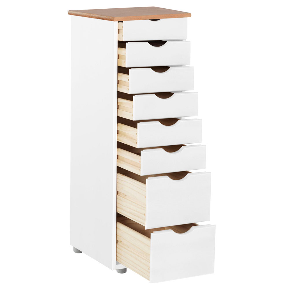 Galvani Wooden Home and Office Cabinet in White and Natural