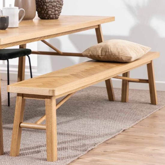 Product photograph of Galveston Wooden Dining Bench In Matt Oak from Furniture in Fashion