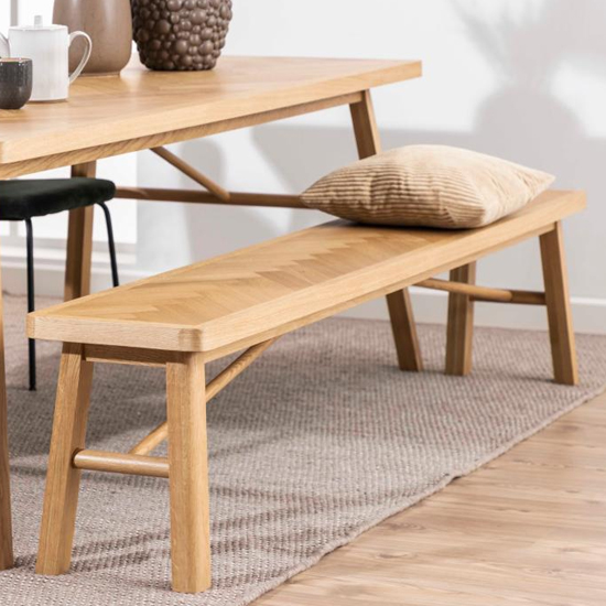 Photo of Galveston wooden dining bench in matt oak