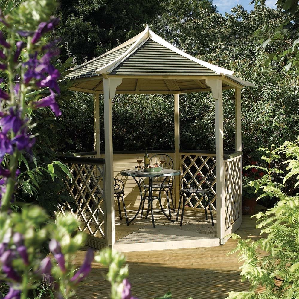 Galveston Wooden Garden Six Sided Gazebo In Natural