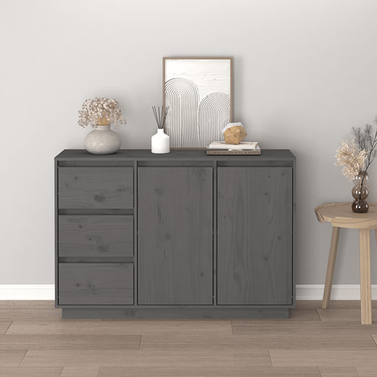 Galvin Pinewood Sideboard With 2 Doors 3 Drawers In Grey_2