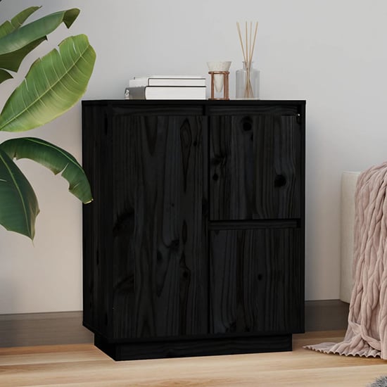 Photo of Galvin pinewood sideboard with 3 doors in black