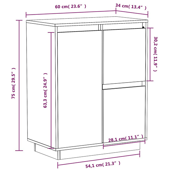 Galvin Pinewood Sideboard With 3 Doors In White