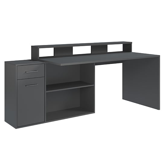 Gamer Wooden Computer Desk With Drawers In Matt Anthracite_8