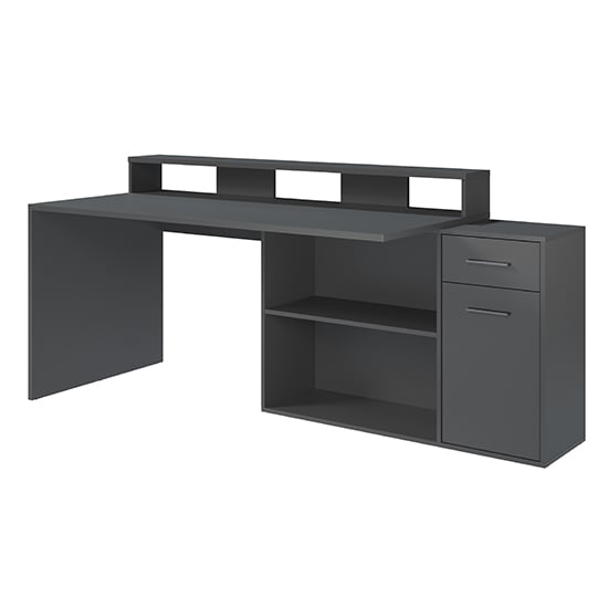 Gamer Wooden Computer Desk With Drawers In Matt Anthracite_9