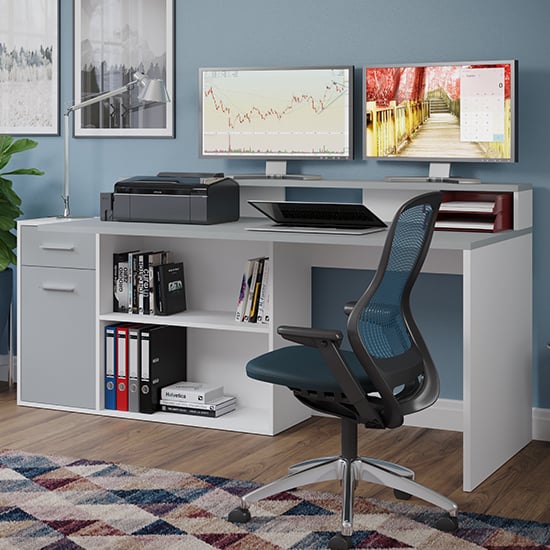 Groton Wooden Gaming Desk With Storage In Light Grey And White_2