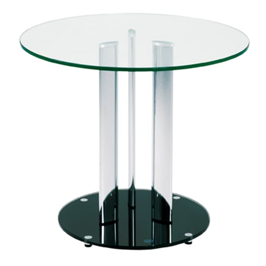 Ganado Round Glass Side Table In Clear With Chrome Support