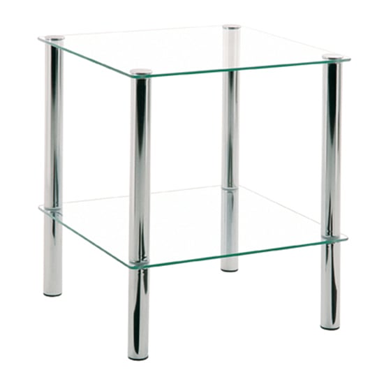 Ganado Square Clear Glass Side Table With Chrome Legs_2
