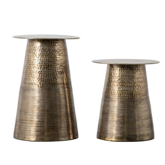 Ganglia Metal Set of 2 Side Tables In Antique Brass
