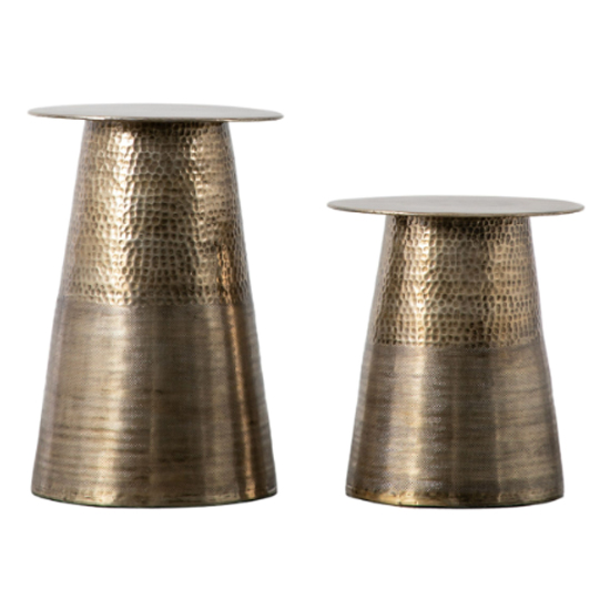 Ganglia Metal Nesting Side Tables In Antique Brass
