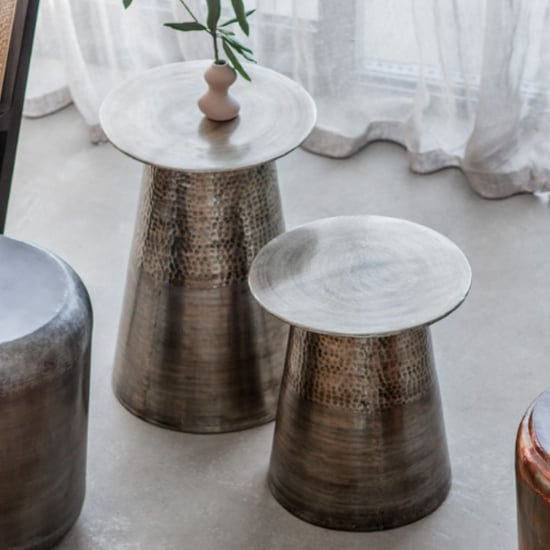Read more about Ganglia metal set of 2 side tables in antique brass