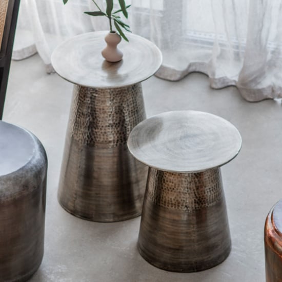 Photo of Ganglia metal set of 2 side tables in antique brass