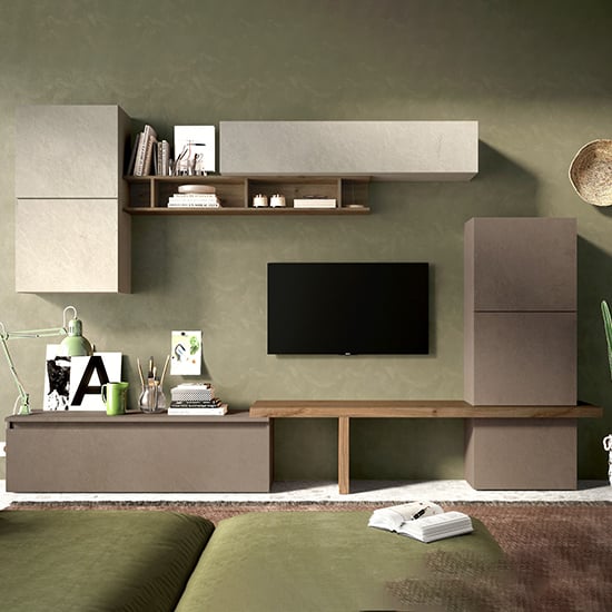 Read more about Ganix wooden entertainment unit in clay bronze and mercure
