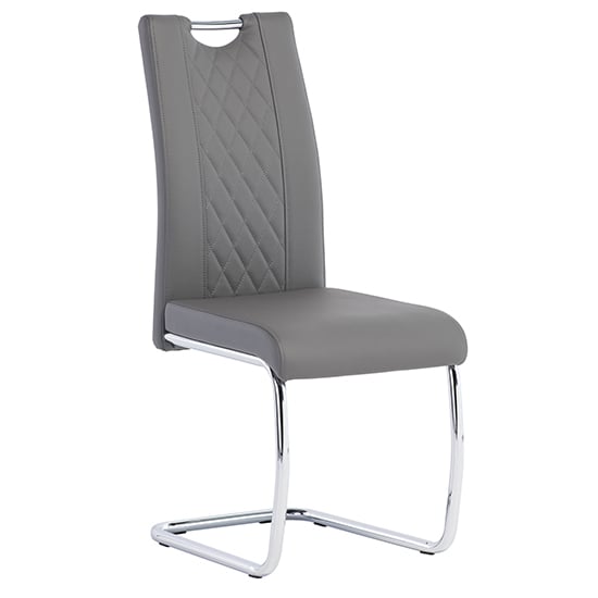 Product photograph of Gerbit Faux Leather Dining Chair In Grey from Furniture in Fashion