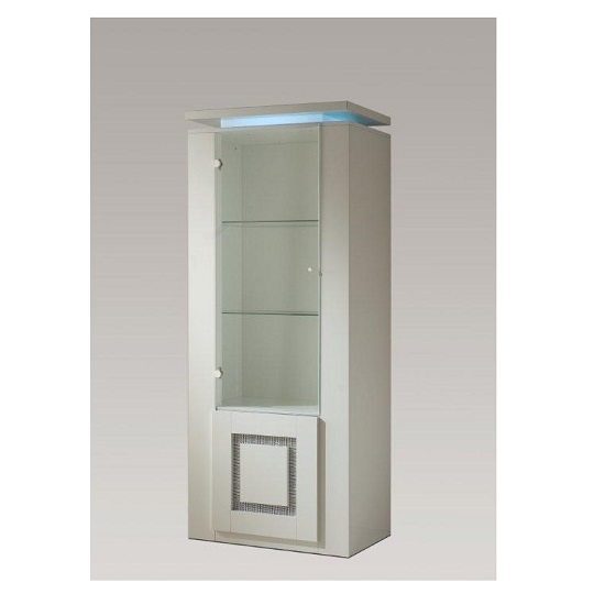 Product photograph of Garde Display Cabinet In White Gloss With Diamante And Light from Furniture in Fashion