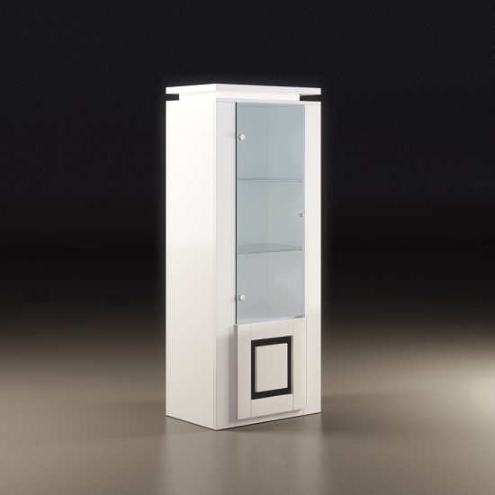 Product photograph of Garde Display Cabinet In White Gloss With Black And Light from Furniture in Fashion