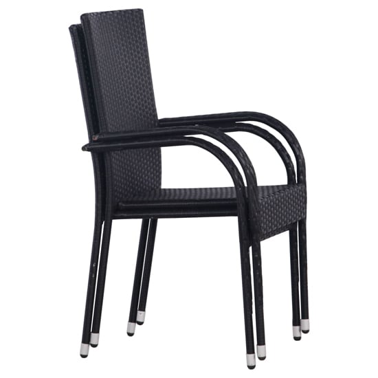Garima Outdoor Black Poly Rattan Dining Chairs In A Pair