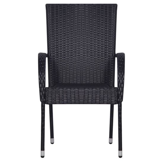 Garima Outdoor Black Poly Rattan Dining Chairs In A Pair