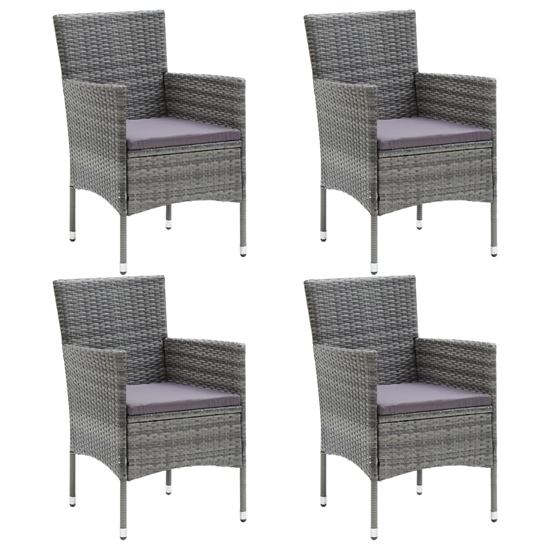 Garima Outdoor Set Of 4 Poly Rattan Garden Dining Chairs In Grey