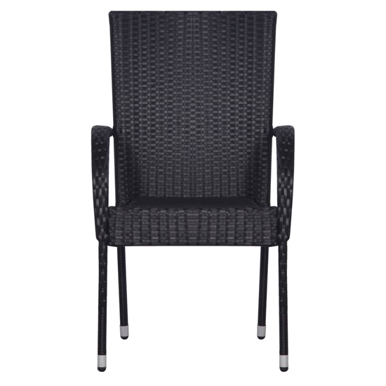Garima Outdoor Set Of 4 Poly Rattan Dining Chairs In Black