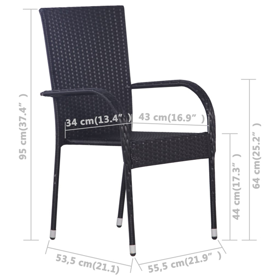 Garima Outdoor Set Of 4 Poly Rattan Dining Chairs In Black
