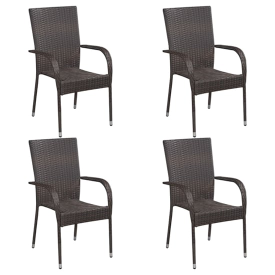 Read more about Garima outdoor set of 4 poly rattan dining chairs in brown