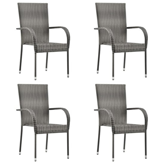 Read more about Garima outdoor set of 4 poly rattan dining chairs in grey