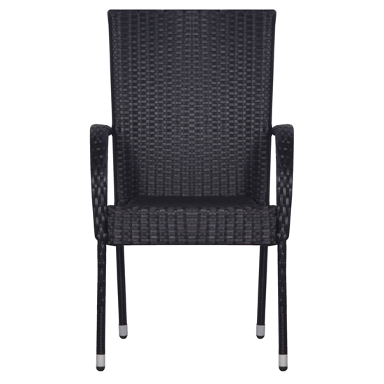 Garima Outdoor Set Of 6 Poly Rattan Dining Chairs In Black