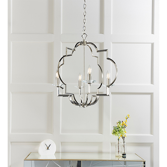 Garland 4 Lights Glass Ceiling Pendant Light In Polished Nickel