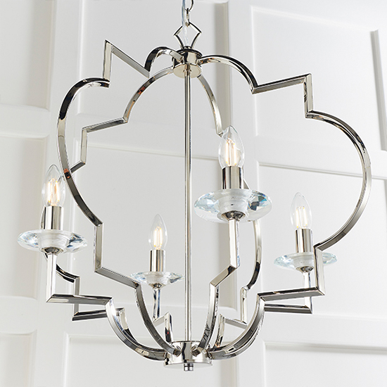 Garland 4 Lights Glass Ceiling Pendant Light In Polished Nickel