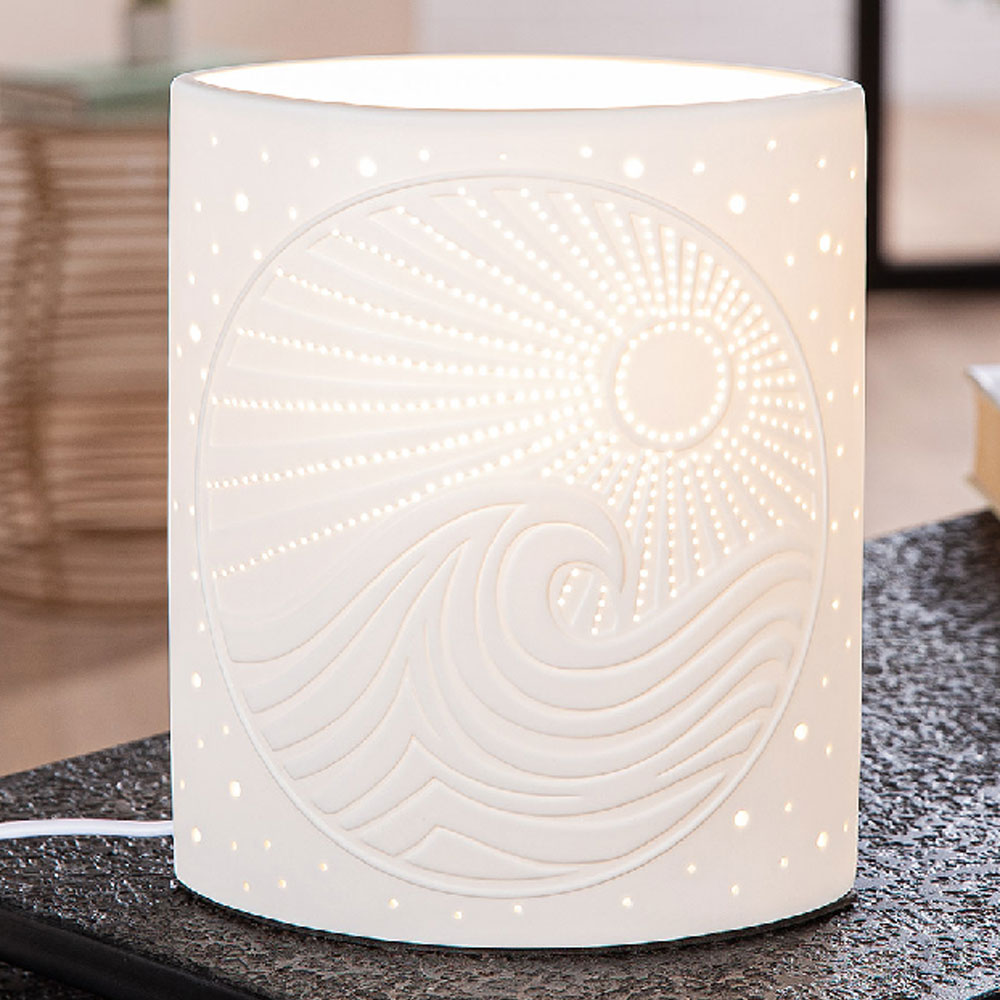 Garlion Porcelain Ocean Vibes Table Lamp in White