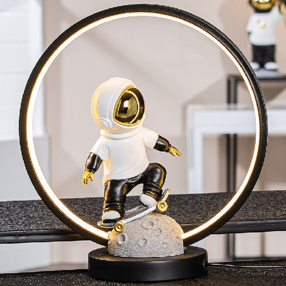 Garlion Synthetic Resin Astronaut Table Lamp in Black and White with LED